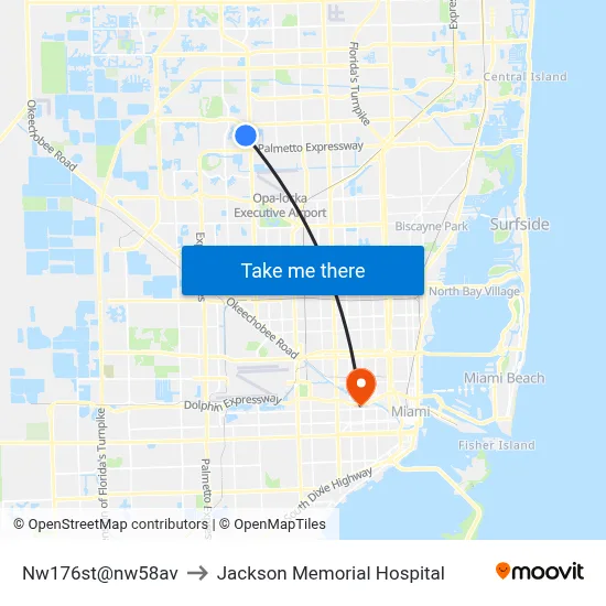 Nw176st@nw58av to Jackson Memorial Hospital map