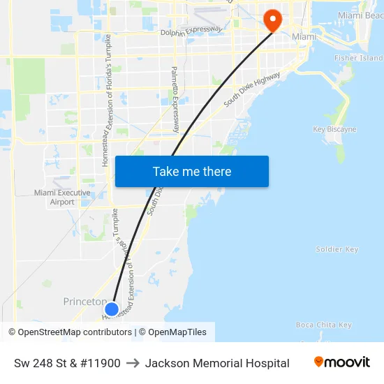 Sw 248 St & #11900 to Jackson Memorial Hospital map