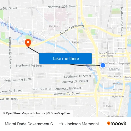 Miami-Dade Government Center (W) to Jackson Memorial Hospital map