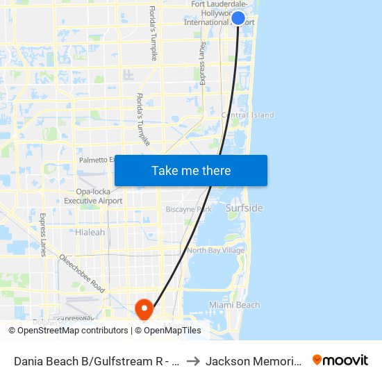 DANIA BEACH B/GULFSTREAM R - (TNT FIREWORKS) to Jackson Memorial Hospital map