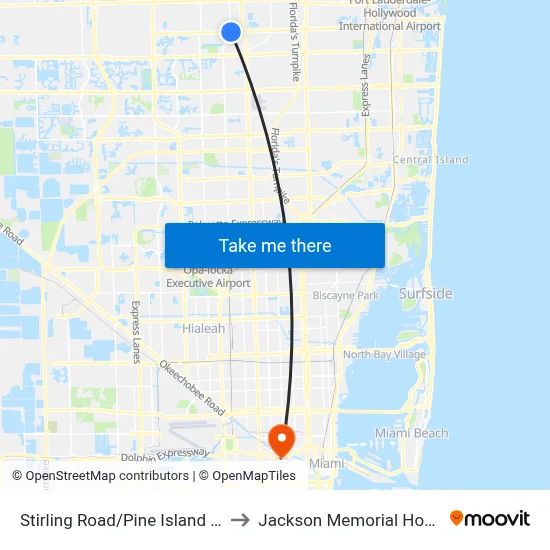 Stirling Road/Pine Island Road to Jackson Memorial Hospital map