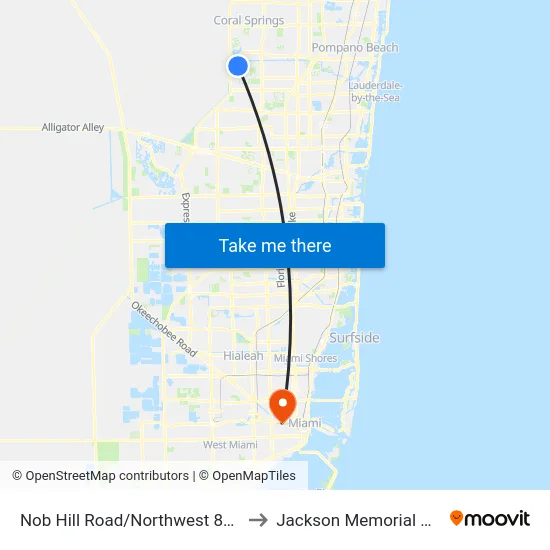 Nob Hill Road/Northwest 80th Street to Jackson Memorial Hospital map