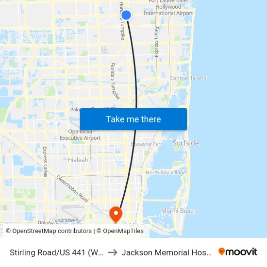 Stirling Road/US 441 (West) to Jackson Memorial Hospital map