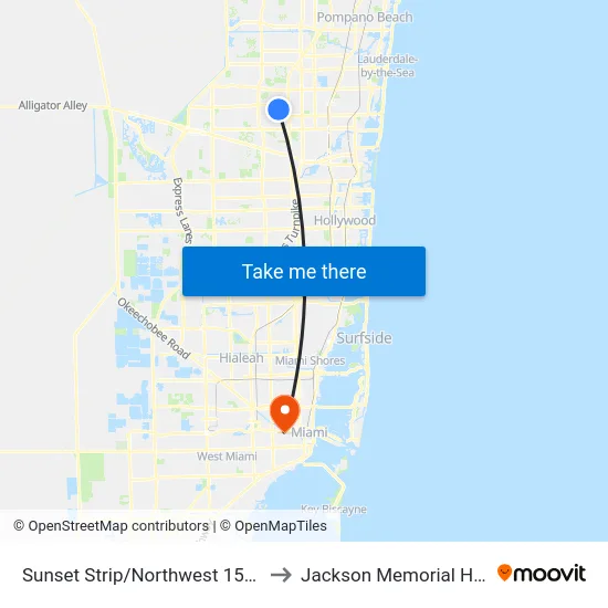 Sunset Strip/Northwest 15th Street to Jackson Memorial Hospital map