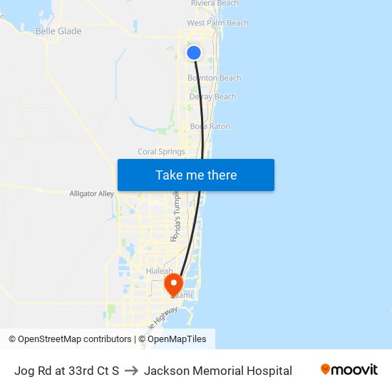 JOG RD at 33RD CT S to Jackson Memorial Hospital map