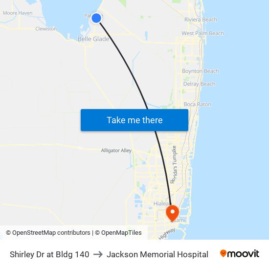 Shirley Dr at Bldg 140 to Jackson Memorial Hospital map