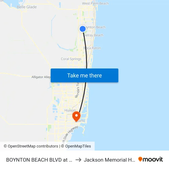 BOYNTON BEACH BLVD at TARGET to Jackson Memorial Hospital map