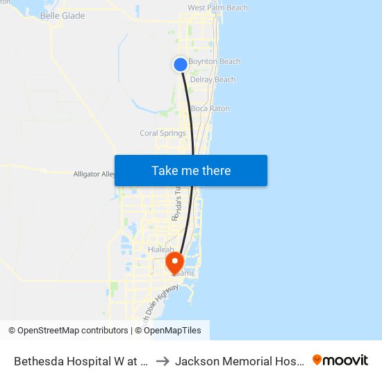 Bethesda Hospital W at Trml to Jackson Memorial Hospital map