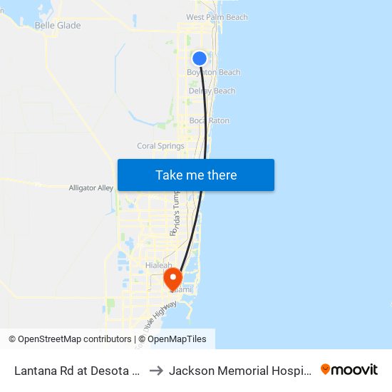 LANTANA RD at  DESOTA RD to Jackson Memorial Hospital map