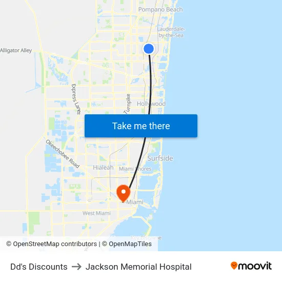 Dd's Discounts to Jackson Memorial Hospital map