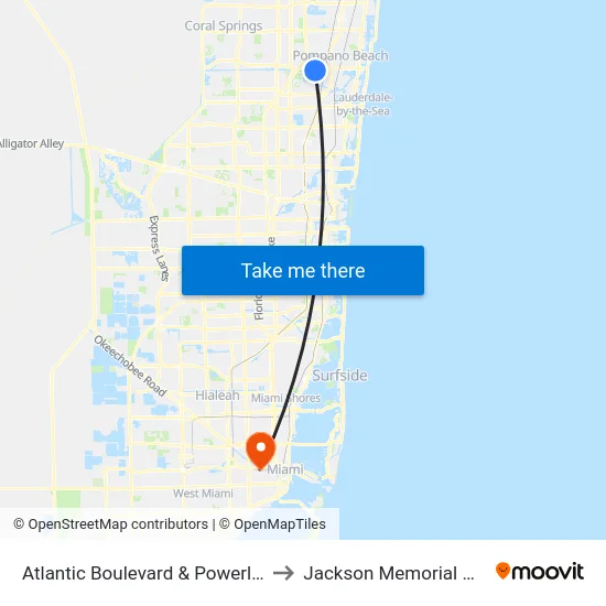 Atlantic Boulevard & Powerline Road to Jackson Memorial Hospital map