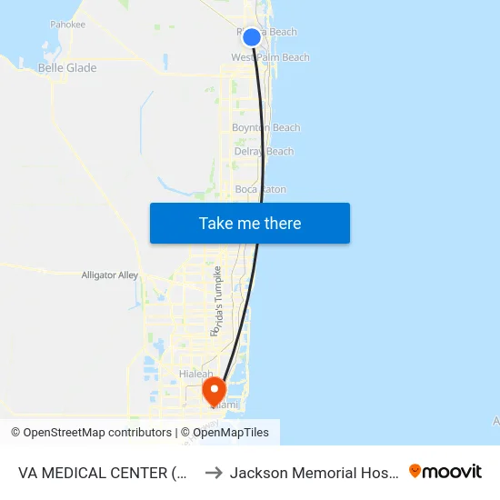 VA MEDICAL CENTER (WPB) to Jackson Memorial Hospital map