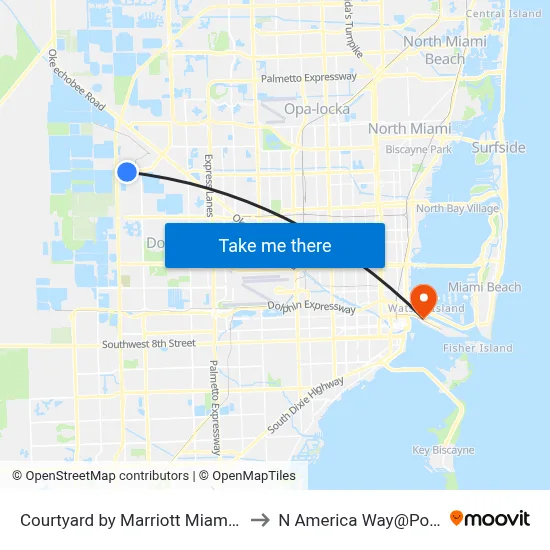 Courtyard by Marriott Miami West FL Turnpike to N America Way@Port Admin Bldg map