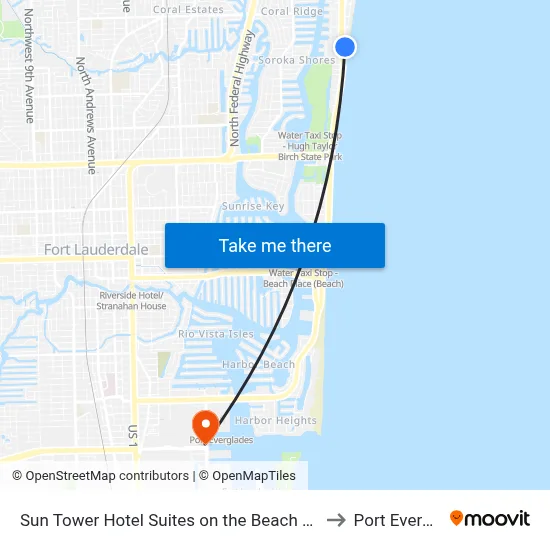 Sun Tower Hotel Suites on the Beach Fort Lauderdale to Port Everglades map