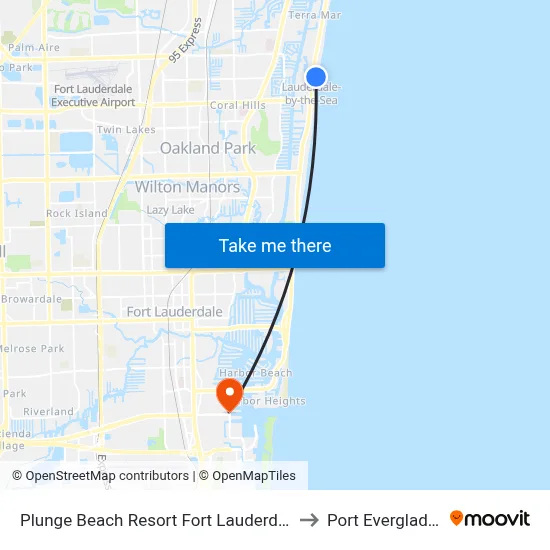 Plunge Beach Resort Fort Lauderdale to Port Everglades map