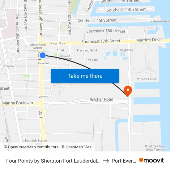 Four Points by Sheraton Fort Lauderdale Airport Cruise Port to Port Everglades map