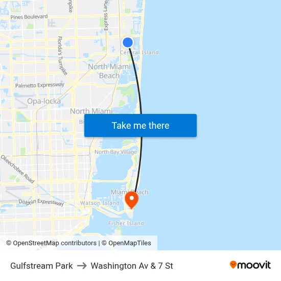 Gulfstream Park to Washington Av & 7 St map