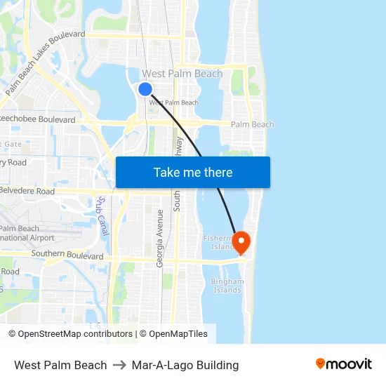 West Palm Beach to Mar-A-Lago Building map