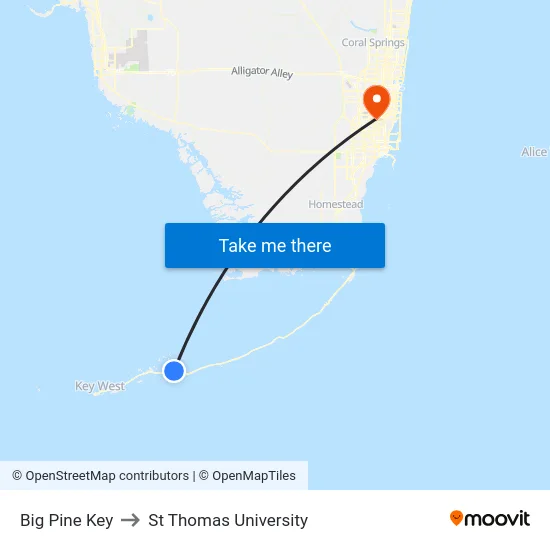 Big Pine Key to St Thomas University map