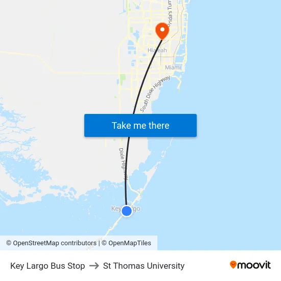 Key Largo Bus Stop to St Thomas University map