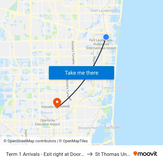 Term 1 Arrivals - Exit right at Door 114 - Zone B to St Thomas University map