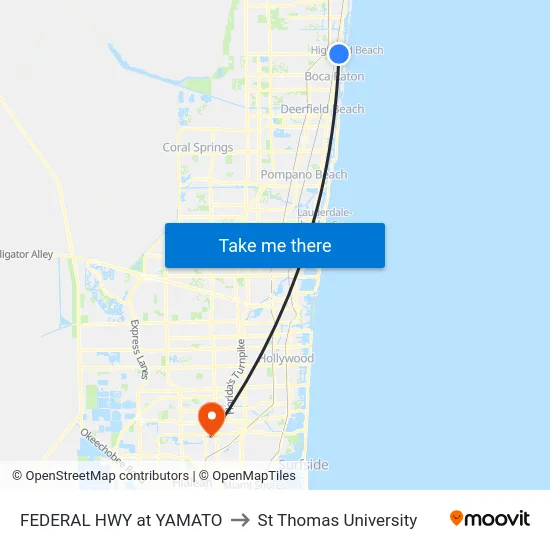 FEDERAL HWY at YAMATO to St Thomas University map