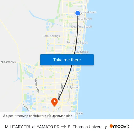 MILITARY TRL at  YAMATO RD to St Thomas University map