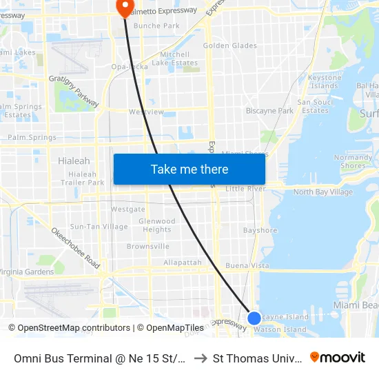 Omni Bus Terminal @ Ne 15 St/biscayne to St Thomas University map