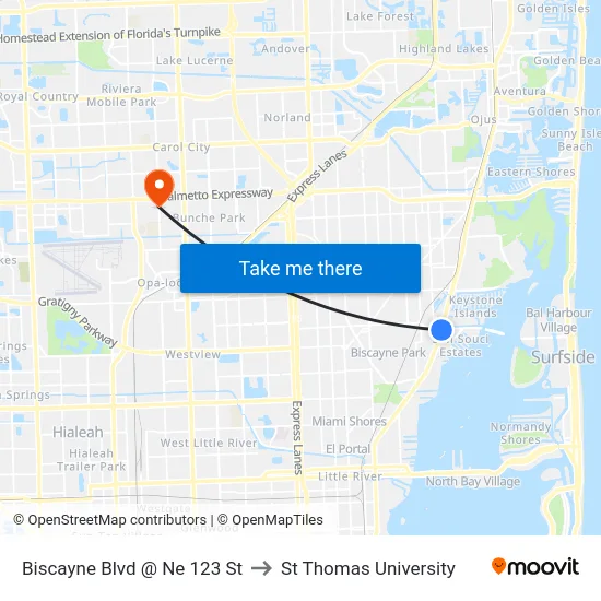 Biscayne Blvd @ Ne 123 St to St Thomas University map