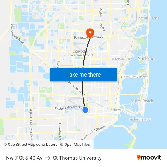 Nw 7 St & 40 Av to St Thomas University map