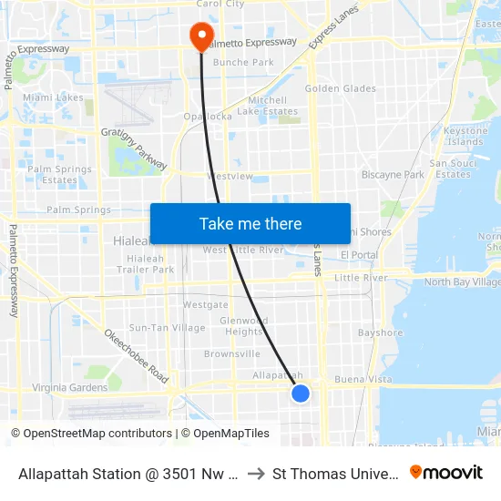 Allapattah Station @ 3501 Nw 12 Av to St Thomas University map