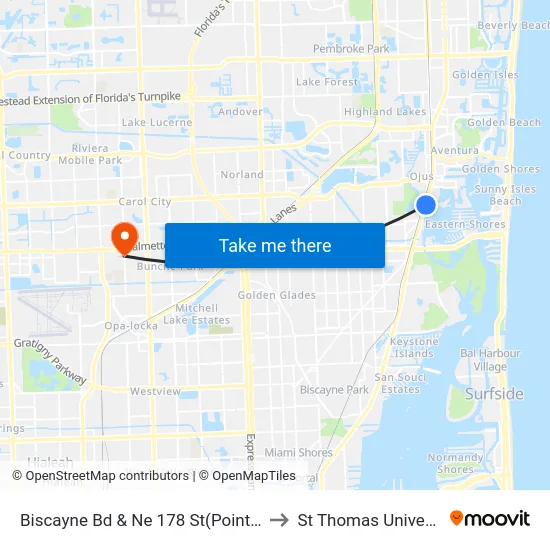 Biscayne Bd & Ne 178 St(Point East to St Thomas University map