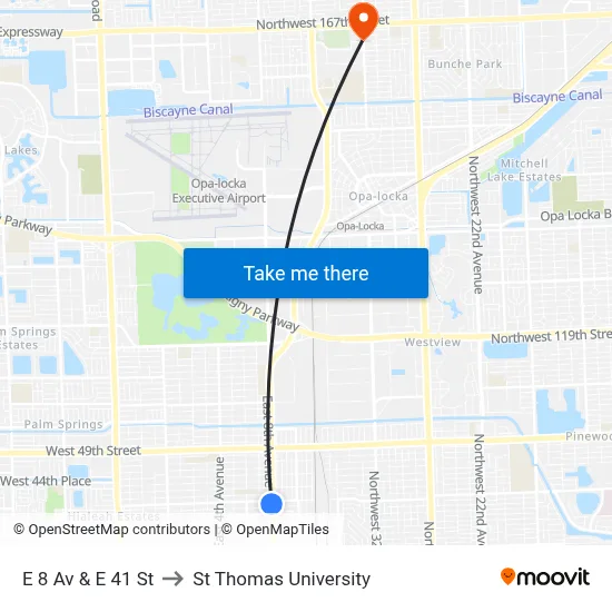 E 8 Av & E 41 St to St Thomas University map