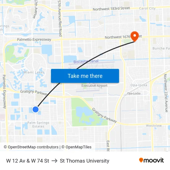 W 12 Av & W 74 St to St Thomas University map