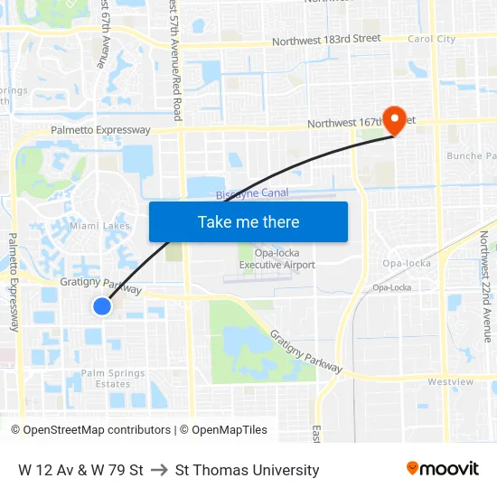 W 12 Av & W 79 St to St Thomas University map
