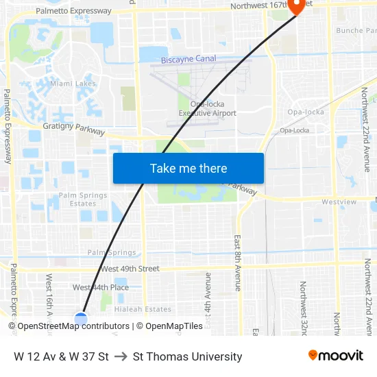 W 12 Av & W 37 St to St Thomas University map