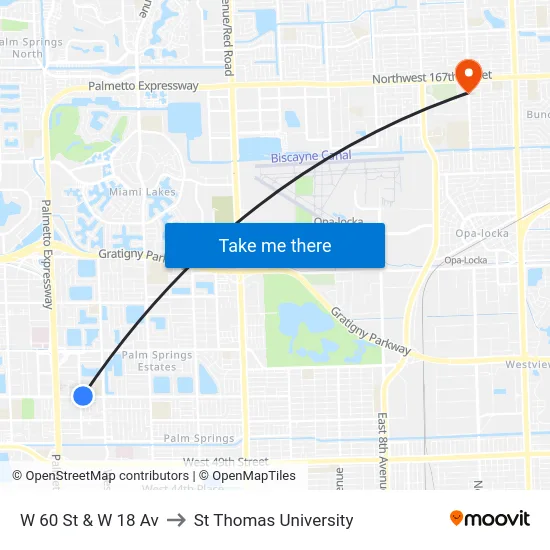 W 60 St & W 18 Av to St Thomas University map