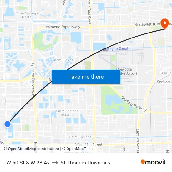 W 60 St & W 28 Av to St Thomas University map