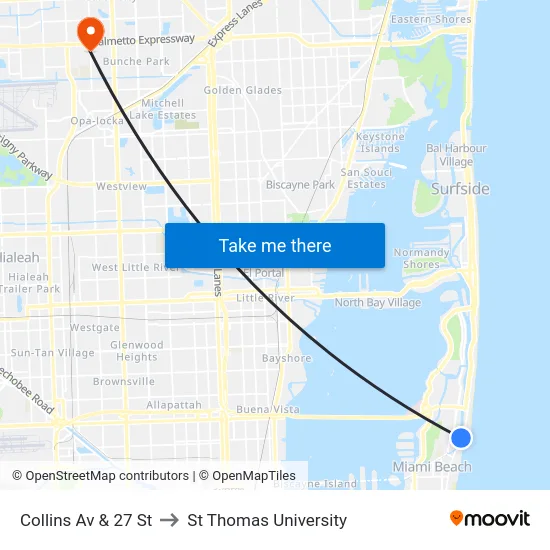 Collins Av & 27 St to St Thomas University map