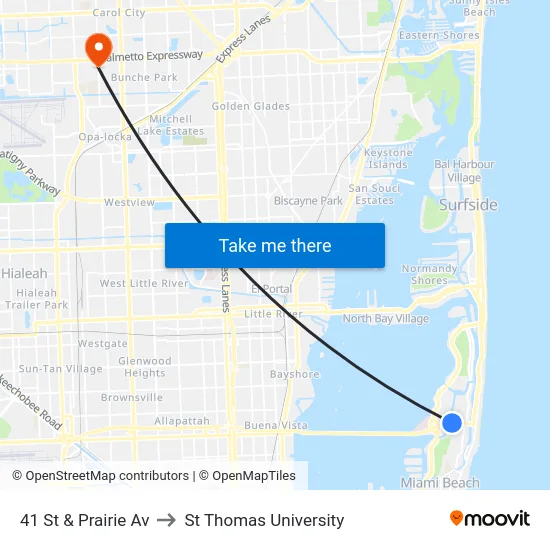 41 St & Prairie Av to St Thomas University map