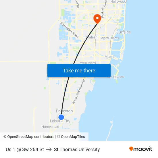 Us 1 @ Sw 264 St to St Thomas University map