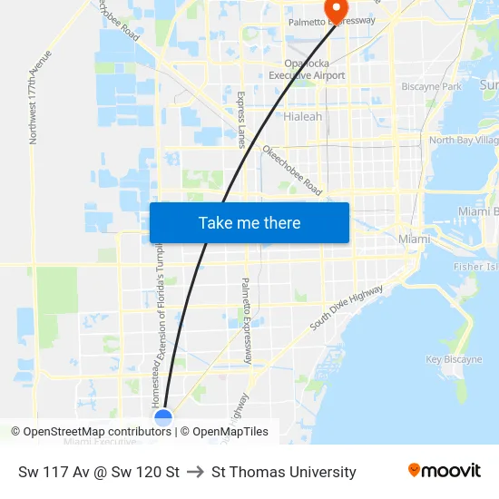 Sw 117 Av @ Sw 120 St to St Thomas University map