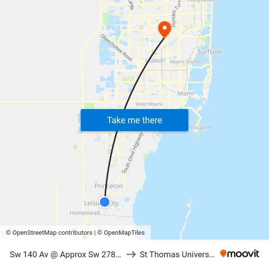 Sw 140 Av @ Approx Sw 278 St to St Thomas University map
