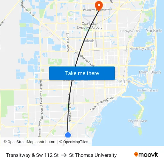 Transitway & Sw 112 St to St Thomas University map