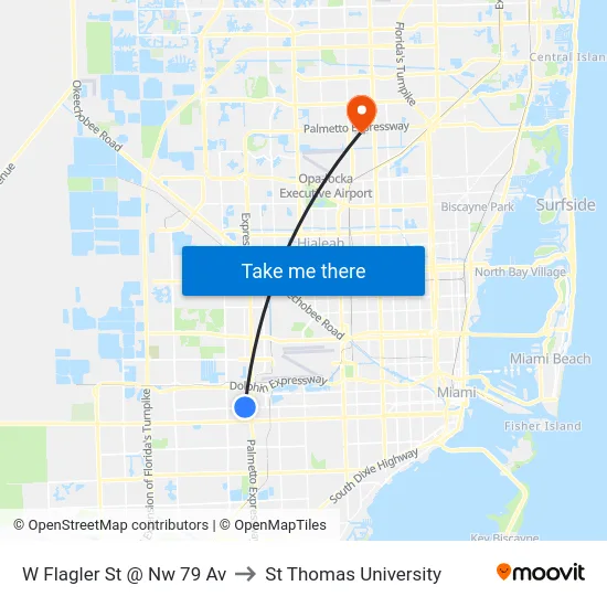 W Flagler St @ Nw 79 Av to St Thomas University map