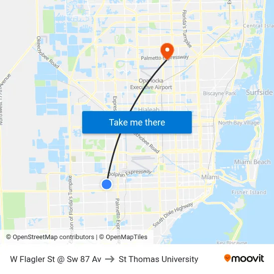 W Flagler St @ Sw 87 Av to St Thomas University map