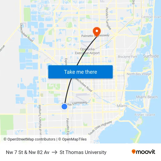 Nw 7 St & Nw 82 Av to St Thomas University map