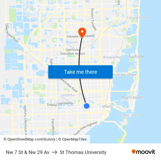 Nw 7 St & Nw 29 Av to St Thomas University map
