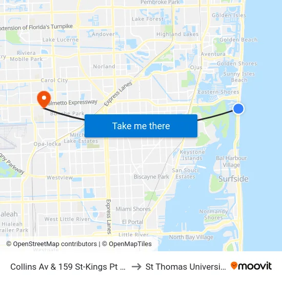 Collins Av & 159 St-Kings Pt Dr to St Thomas University map
