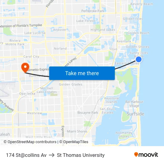 174 St@collins Av to St Thomas University map
